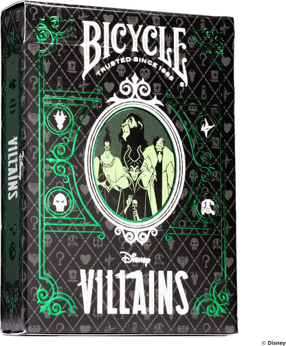 Bicycle Disney Villains Playing Cards - Features 12 Disney Villains Including Scar, Maleficent, Ursula, and More - Green or Purple Playing Cards (Colours May Vary