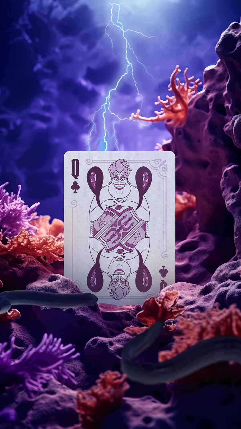 Bicycle Disney Villains Playing Cards - Features 12 Disney Villains Including Scar, Maleficent, Ursula, and More - Green or Purple Playing Cards (Colours May Vary