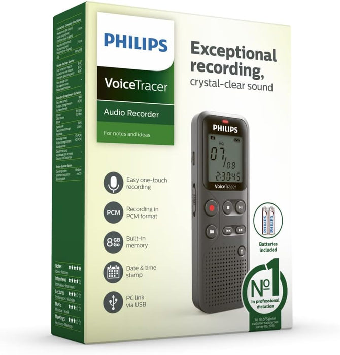 Philips DVT1120 Digital Voice Tracer 8 GB