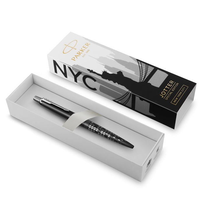 PARKER Jotter Ballpoint Pen, Special Edition, NYC Black CT, Medium Point with Blue Ink, Gift Box