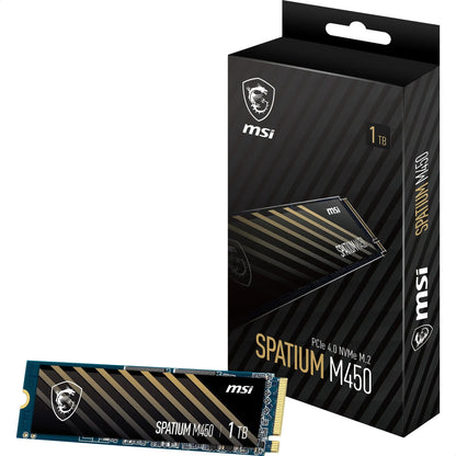 MSI SPATIUM M450 SSD 1TB - PCIe 4.0 NVMe M.2 Internal Solid State Drive, 3600MB/s Read & 3000MB/s Write, 3D NAND, Built-In Data Security, MSI Center - 5 Year Warranty (600 TBW