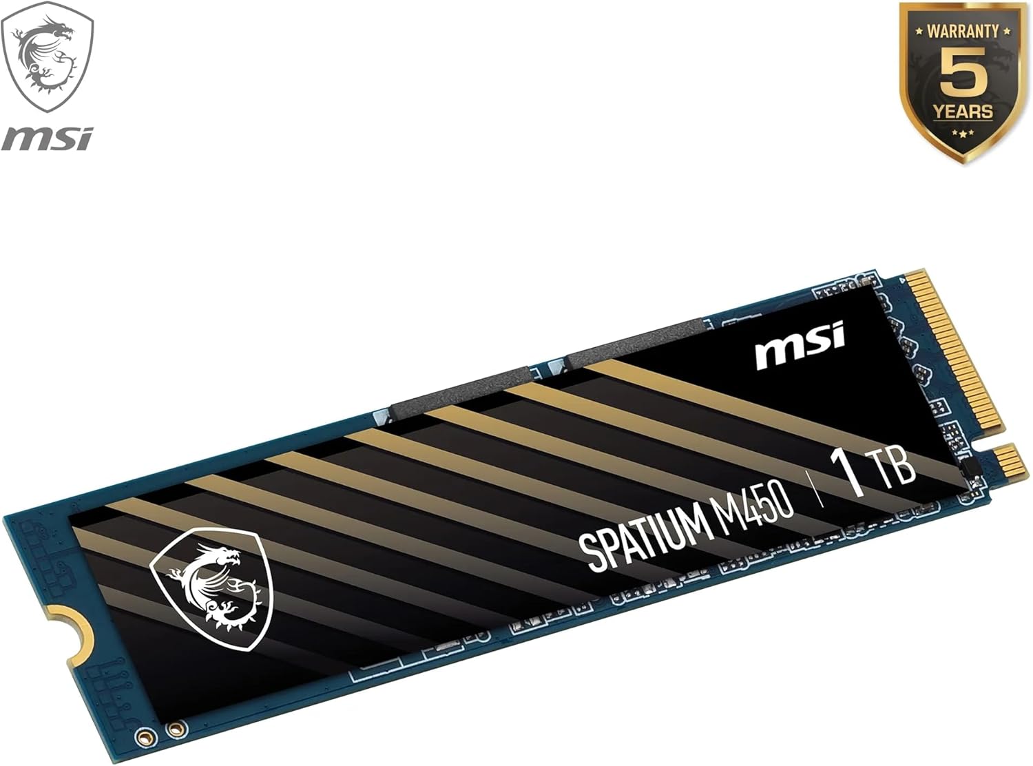 MSI SPATIUM M450 SSD 1TB - PCIe 4.0 NVMe M.2 Internal Solid State Drive, 3600MB/s Read & 3000MB/s Write, 3D NAND, Built-In Data Security, MSI Center - 5 Year Warranty (600 TBW