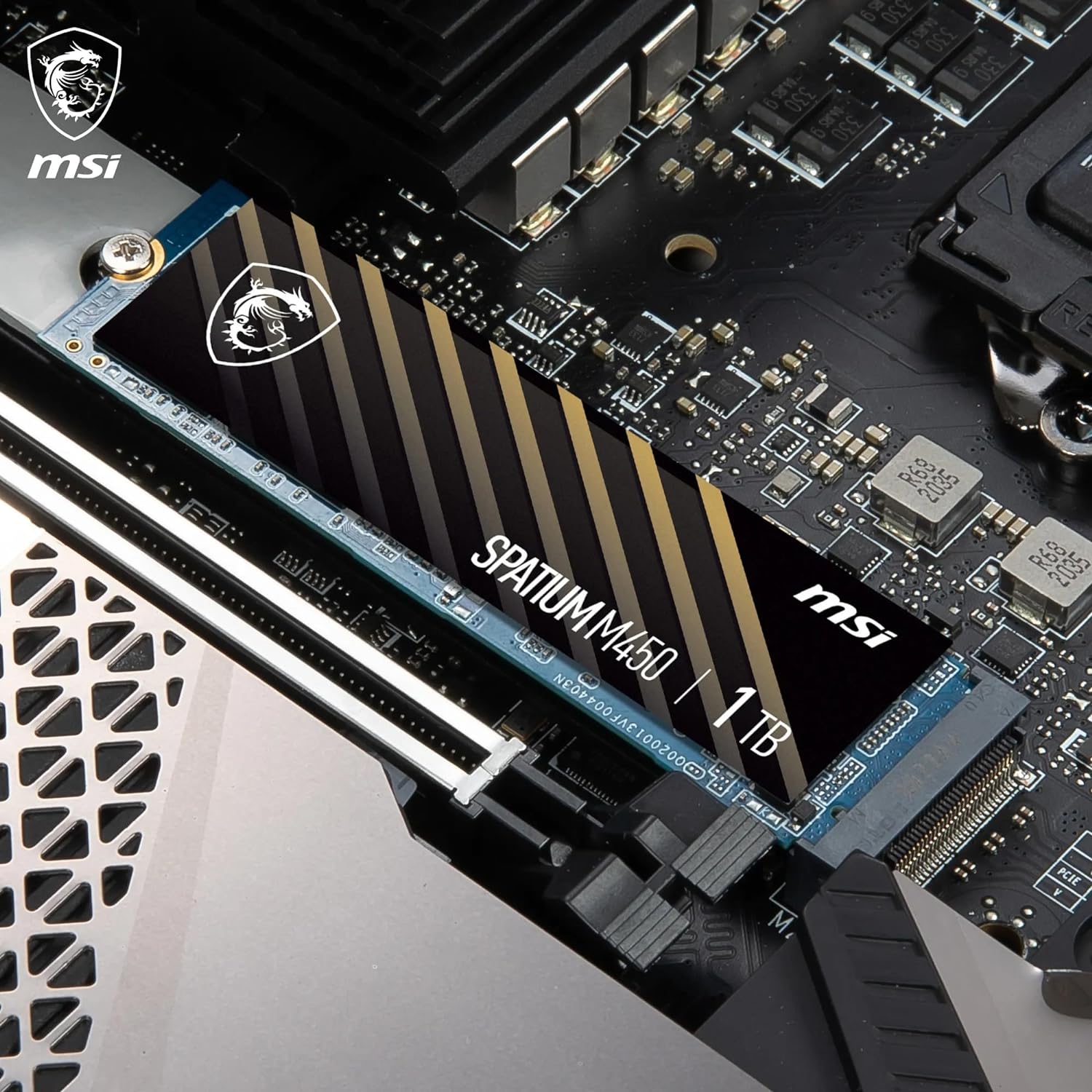 MSI SPATIUM M450 SSD 1TB - PCIe 4.0 NVMe M.2 Internal Solid State Drive, 3600MB/s Read & 3000MB/s Write, 3D NAND, Built-In Data Security, MSI Center - 5 Year Warranty (600 TBW