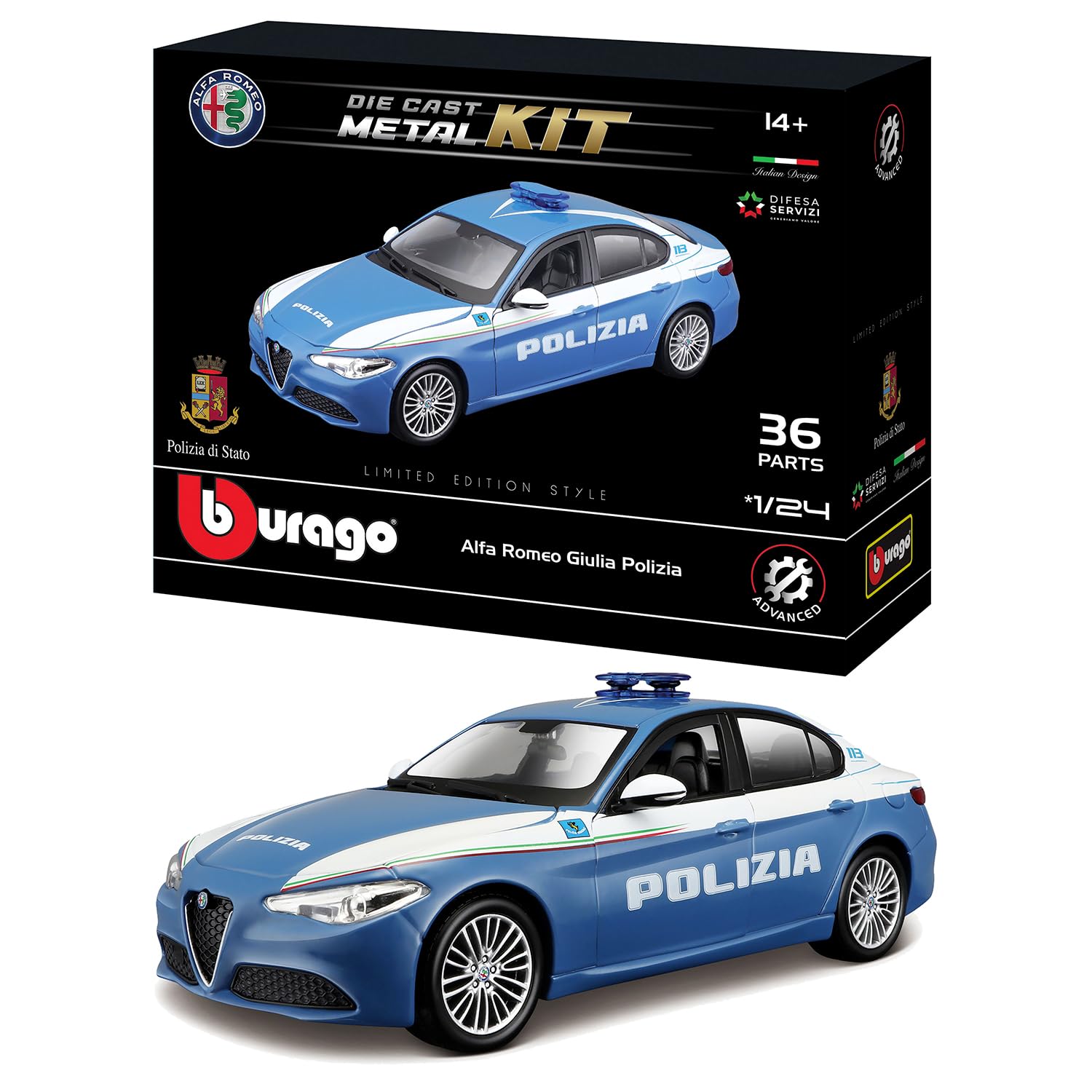 Burago Car 1:24 Model Kit Giulia Police