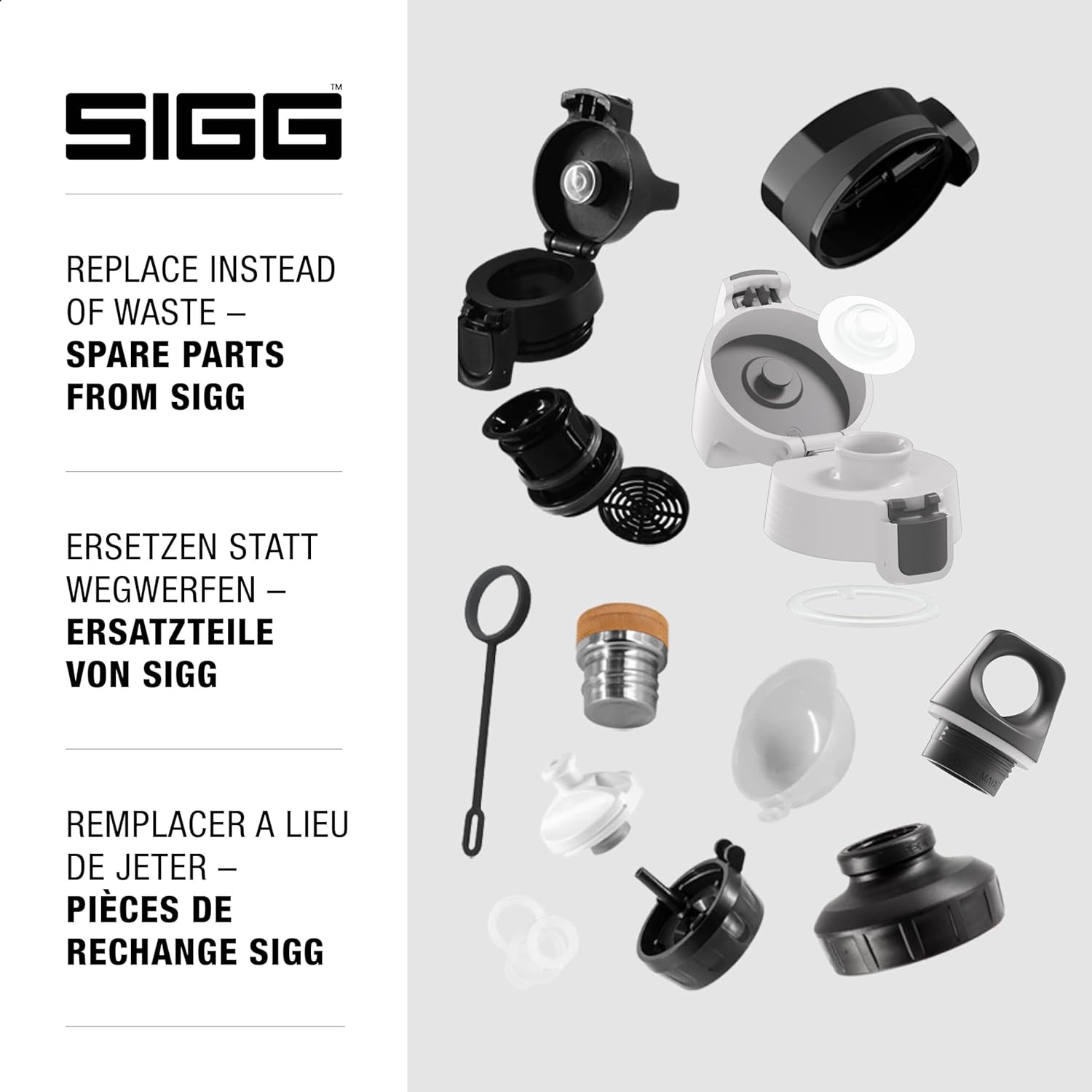 SIGG WMB ONE Top Anthracite Screw Cap (One Size), Spare Part for SIGG Water Bottle, One-Handed Use & Leak-Proof SIGG Water Bottle Cap Antracite
