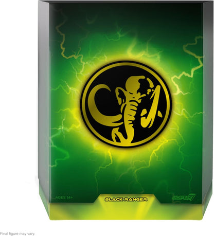 SUPER7 ULTIMATES! Mighty Morphin Power Rangers Black Ranger - 17,8 cm Power Rangers Actionfigur mit Zubehör, Klassische TV-Show-Sammlerstücke