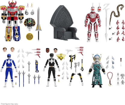 SUPER7 ULTIMATES! Mighty Morphin Power Rangers Black Ranger - 17,8 cm Power Rangers Actionfigur mit Zubehör, Klassische TV-Show-Sammlerstücke