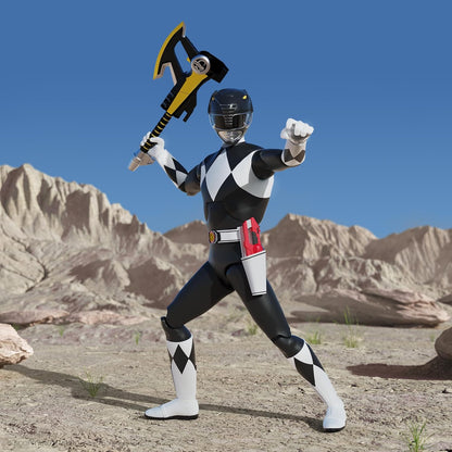 SUPER7 ULTIMATES! Mighty Morphin Power Rangers Black Ranger - 17,8 cm Power Rangers Actionfigur mit Zubehör, Klassische TV-Show-Sammlerstücke