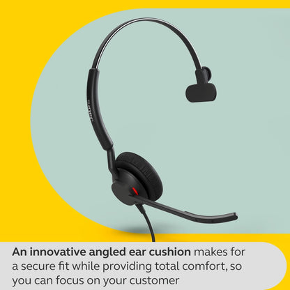 Jabra Engage 50 II Wired Mono Headset with Link Call Control, Noise-Cancelling 3-Mic Technology and USB-A Cable - Works with all Leading Unified Communications Platforms such as Zoom & Unify - Black