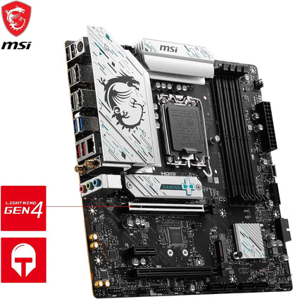 MSI B760M GAMING PLUS WIFI Motherboard, mATX - Supports Intel 14th, 13th & 12th Gen Core Processors, LGA 1700 - DDR5 Memory Boost 6800+MHz/OC, 1x PCIe 4.0 x16, 2 x M.2 Gen4, 2.5G LAN, Wi-Fi 6E