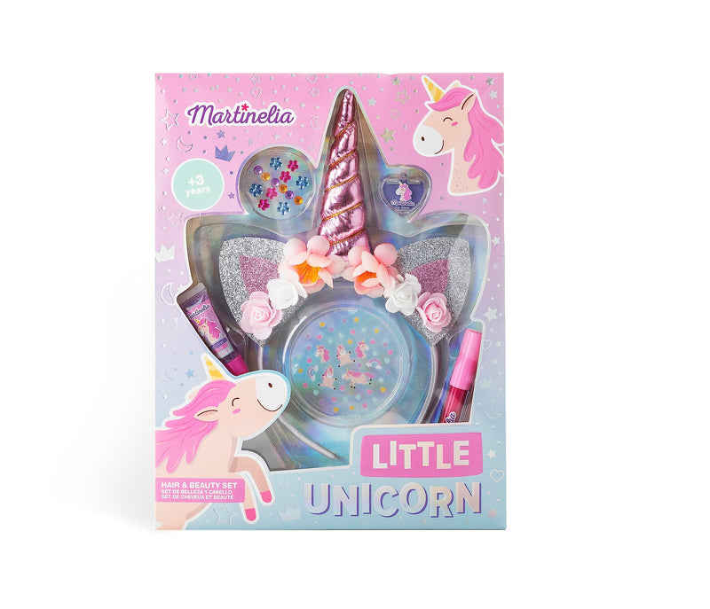 Martinelia Unicorn Makeup & Accessories Set - 1 Fantastic Unicorn Headband, 2 Lip Glosses, Stickers & Beauty Accessories - Beauty & Hair Set for Kids