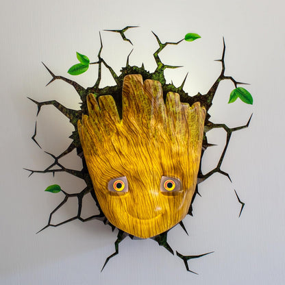 Marvel MCU Guardians of The Galaxy Baby Groot Wall Night Light - Cordless 3D LED Deco Wall Lamp