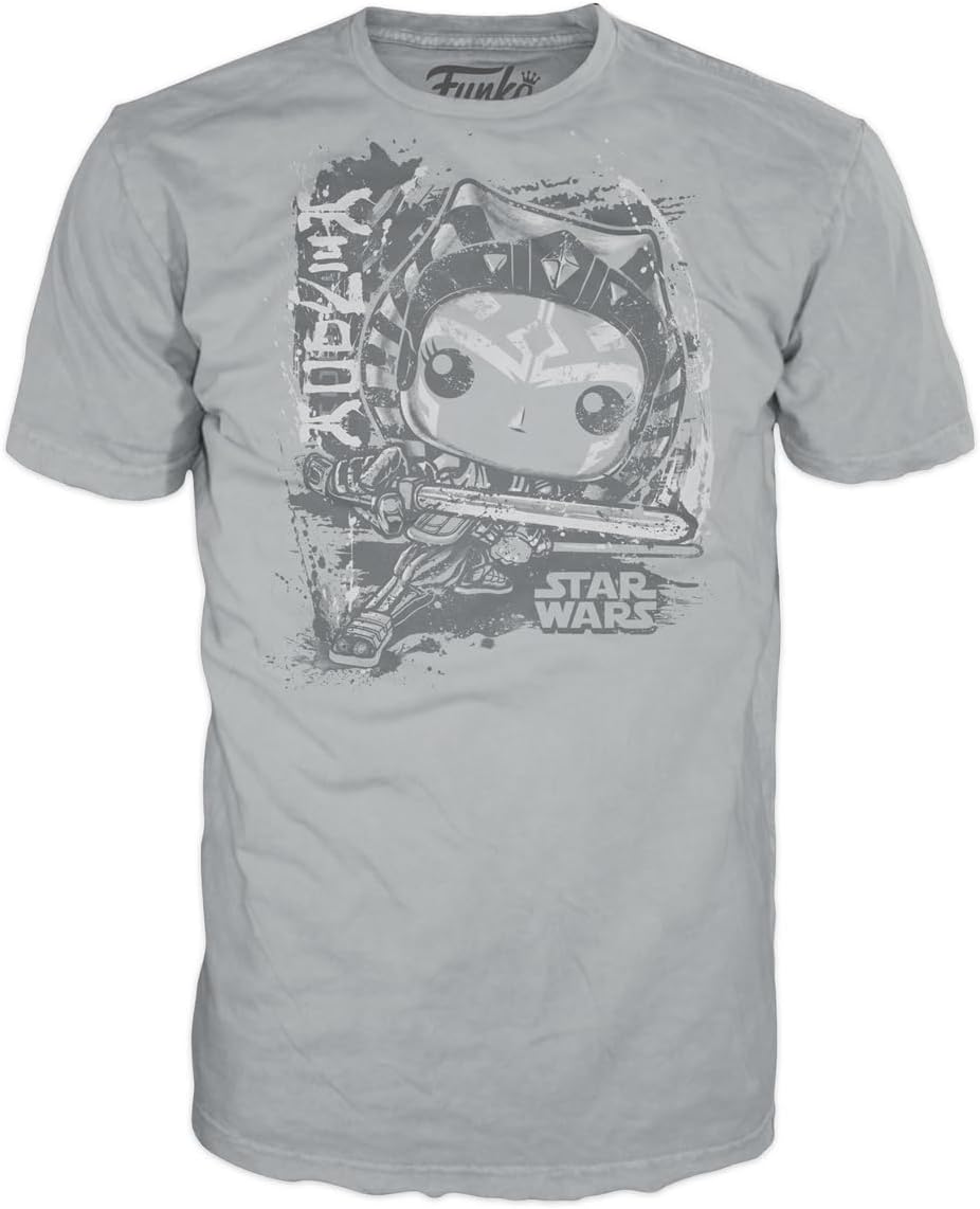 Funko POP! & Tee: Mandolorian - Ahsoka Tano - Glow in The Dark - Medium - Star Wars - T-Shirt - Clothes with Collectable Vinyl Figure - Gift Idea - Toys and Short Sleeve Top for Adults Unisex Men