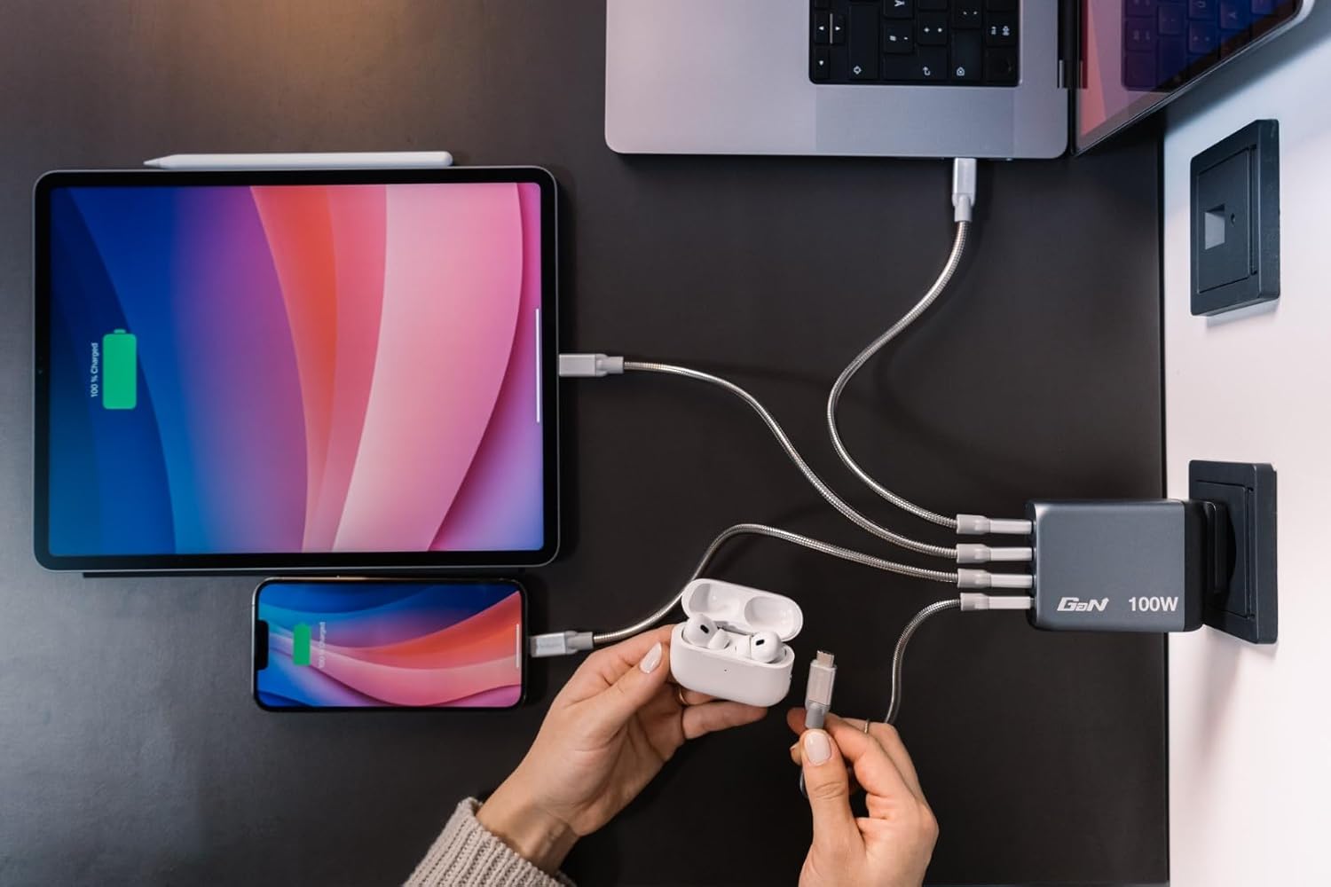 Verbatim - Gnc-100 Gan Charger 4 Port 100W Usb-A/Usb-C