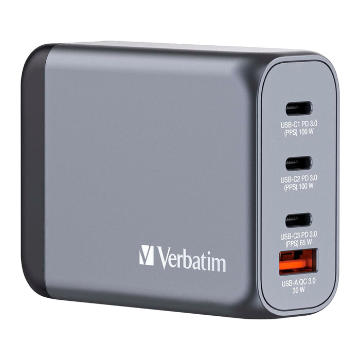 Verbatim - Gnc-100 Gan Charger 4 Port 100W Usb-A/Usb-C