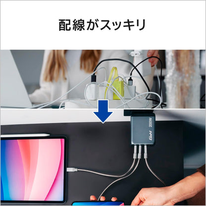 Verbatim GaN Charger 200 W, 4 Ports USB-C Ladegerät, Power Adapter mit 3 x USB-C und 1 x USB-A, Schnellladegerät als Mehrfachstecker, für Apple MacBook, Notebook, iPad, iPhone, Samsung und Co