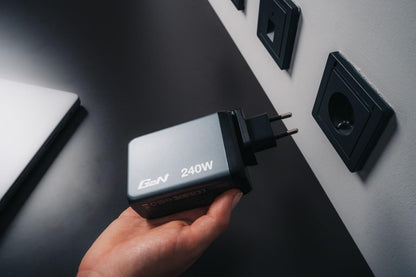 GNC-240 GaN Charger 240 W with 1 x USB-C® 140 W / 1 x USB-C® 100 W / 1 x USB-C® 65 W / 1 x USB-A QC 3.0 (EU/UK/US
