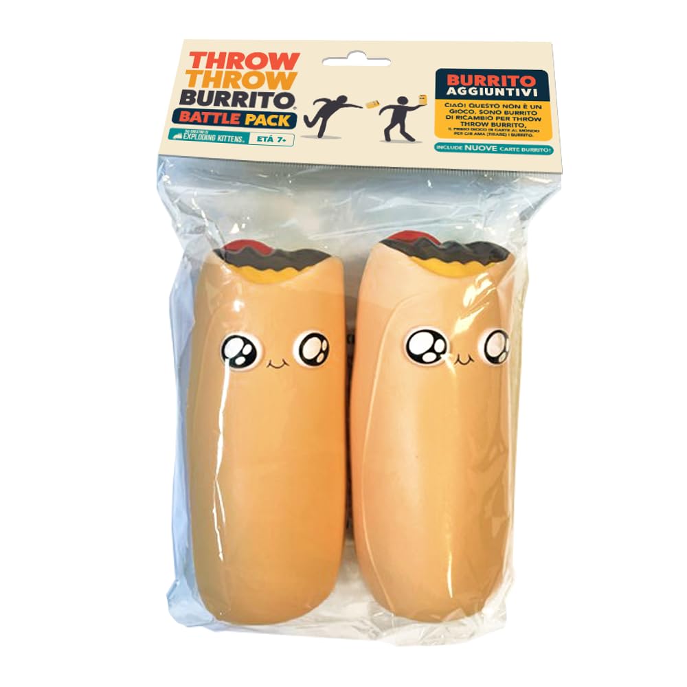 Asmodee - Burrito Battle Pack, 2 Squishy Burrito Aggiuntivi per Gioco da Tavolo Throw Throw Burrito, Edizione in Italiano