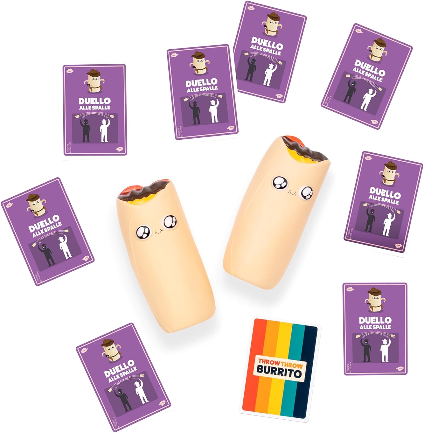 Asmodee - Burrito Battle Pack, 2 Squishy Burrito Aggiuntivi per Gioco da Tavolo Throw Throw Burrito, Edizione in Italiano