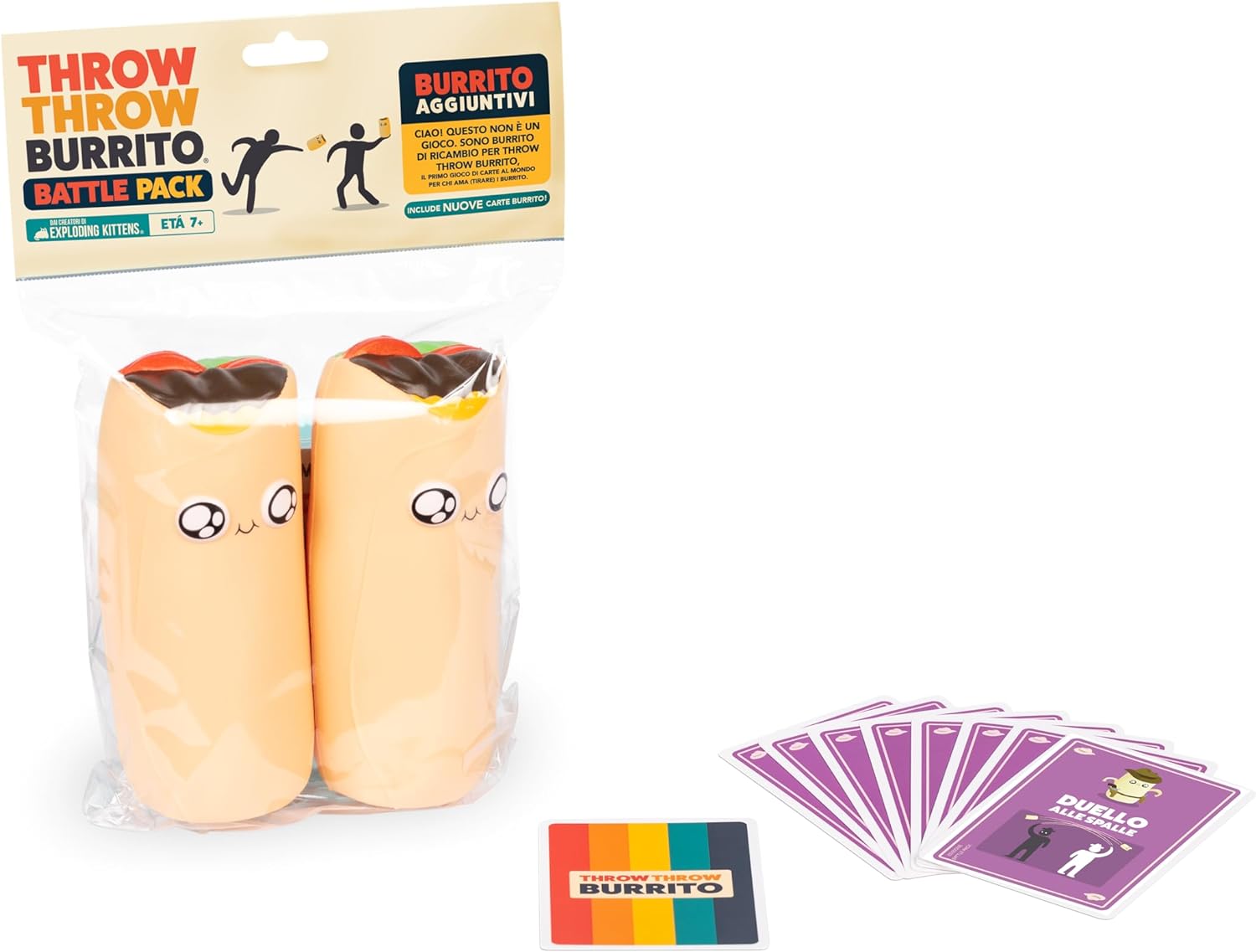 Asmodee - Burrito Battle Pack, 2 Squishy Burrito Aggiuntivi per Gioco da Tavolo Throw Throw Burrito, Edizione in Italiano