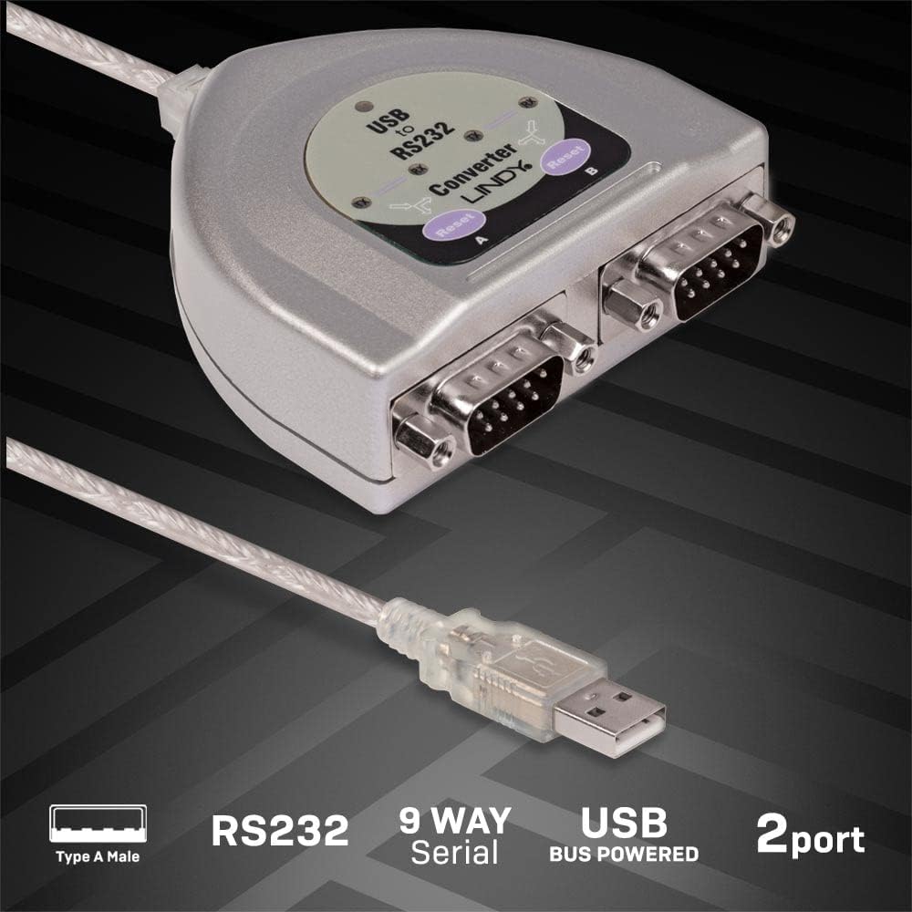 LINDY USB to Serial Adapter - 2 Port (RS232