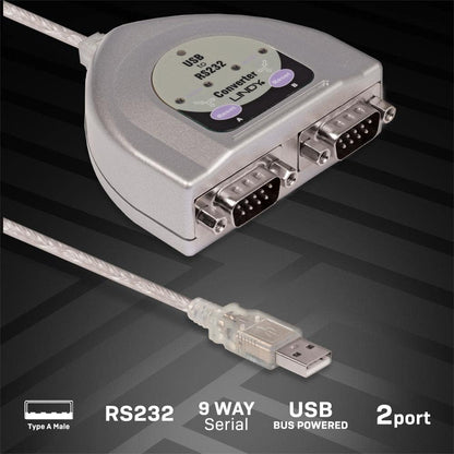 LINDY USB to Serial Adapter - 2 Port (RS232