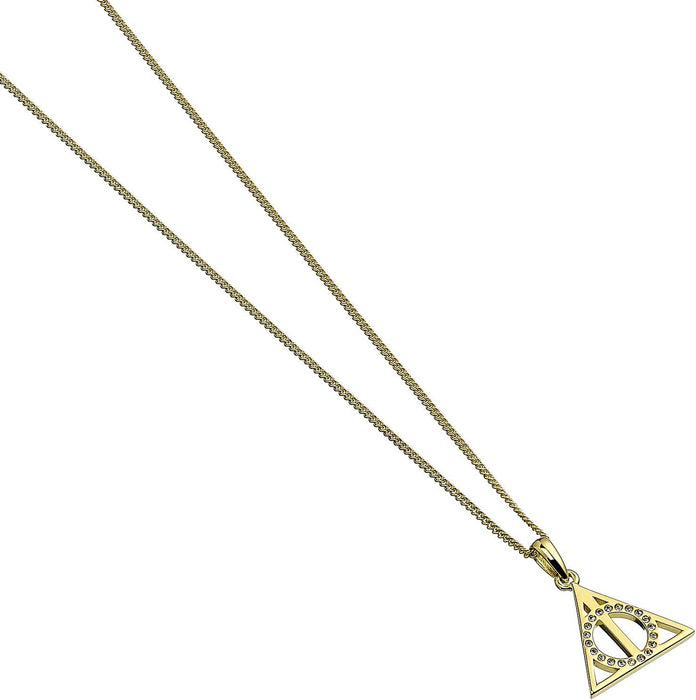 Official Harry Potter Deathly Hallows Gold Necklace Embellished with Swarovski® Crystals