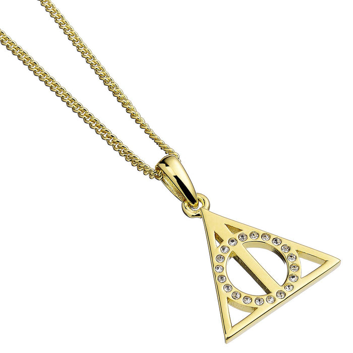 Official Harry Potter Deathly Hallows Gold Necklace Embellished with Swarovski® Crystals