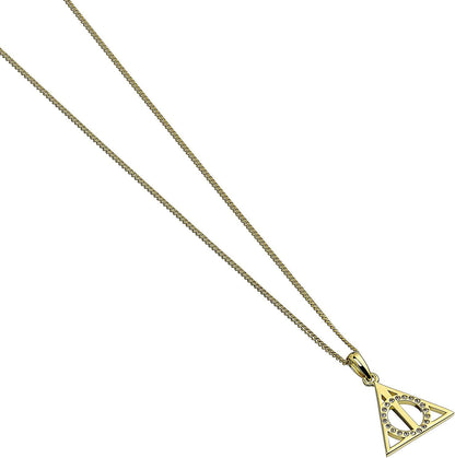 Official Harry Potter Deathly Hallows Gold Necklace Embellished with Swarovski® Crystals