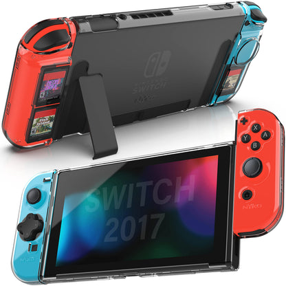 Stuurkruisadapter & beschermhoes voor Joy-Con™ + Nintendo Switch™ incl. houder voor maximaal 3 game-cartridges, transparant (87276 Dpad Case Switch
