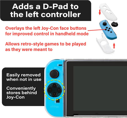 Stuurkruisadapter & beschermhoes voor Joy-Con™ + Nintendo Switch™ incl. houder voor maximaal 3 game-cartridges, transparant (87276 Dpad Case Switch