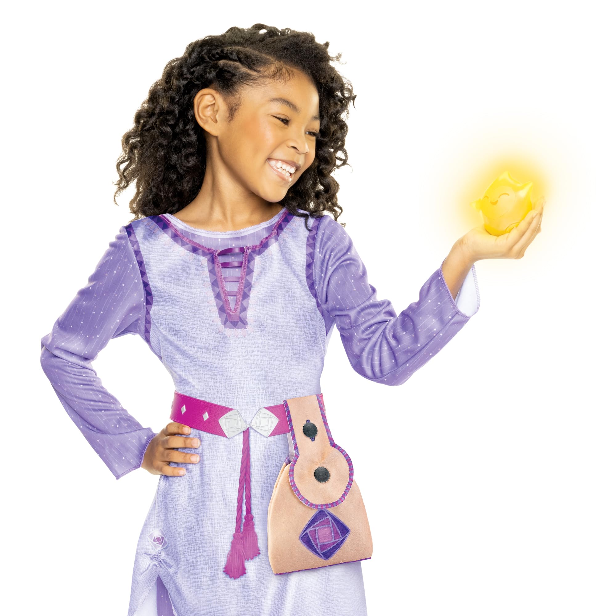 Disney’s Wish Interactive Light Up and Sound Role Play Star with Included Storytelling Accessories with Asha’s Wearable Fashion Satchel Playset Inspired by the Film