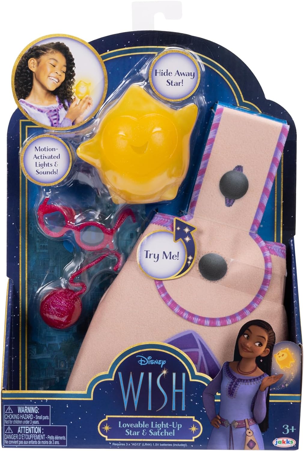 Disney’s Wish Interactive Light Up and Sound Role Play Star with Included Storytelling Accessories with Asha’s Wearable Fashion Satchel Playset Inspired by the Film