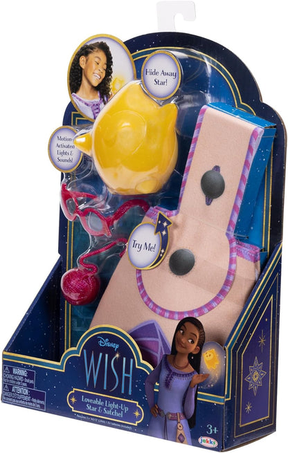 Disney’s Wish Interactive Light Up and Sound Role Play Star with Included Storytelling Accessories with Asha’s Wearable Fashion Satchel Playset Inspired by the Film