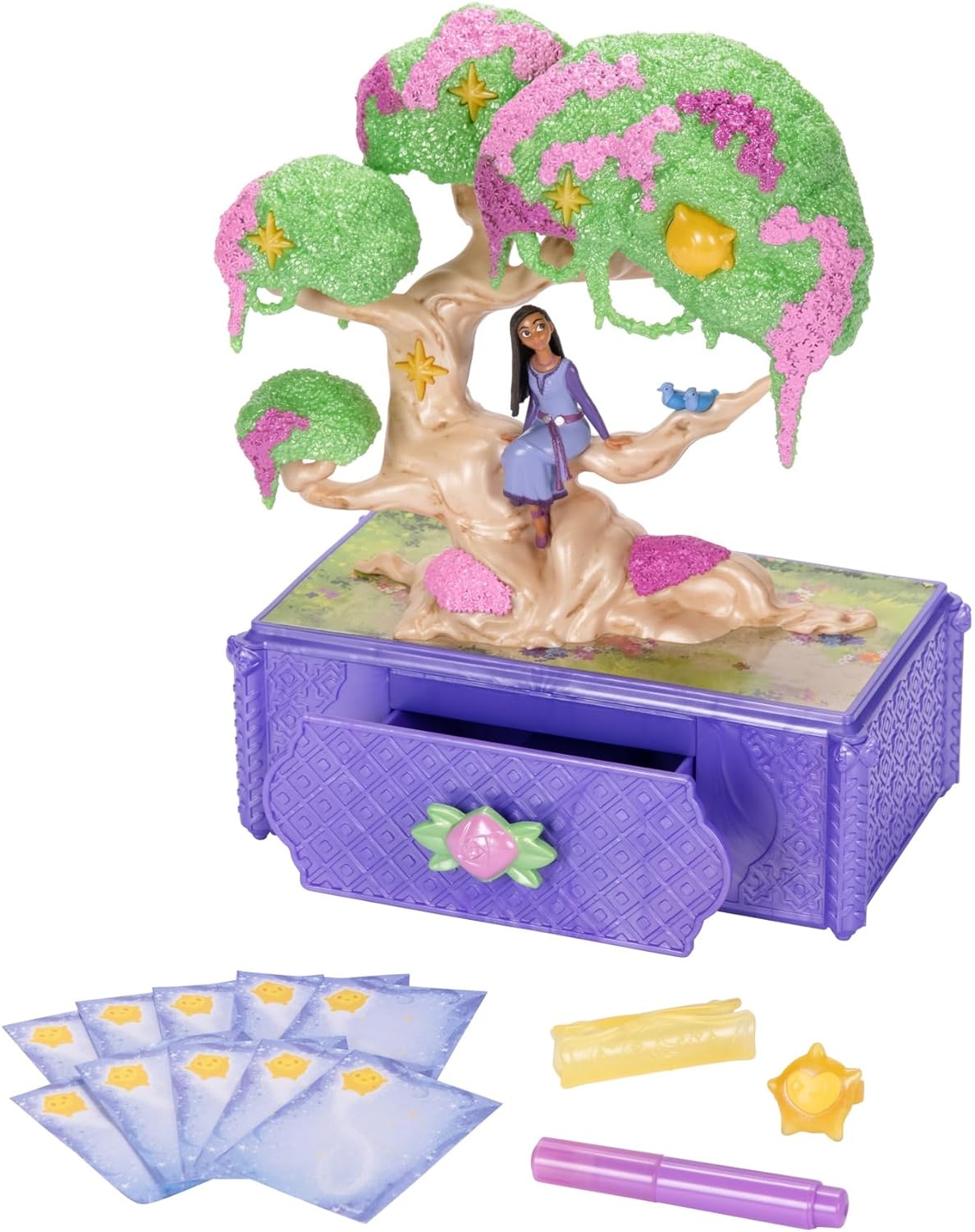 Disney's Wish Musical Wishing Tree Jewellery Box with Featured Iconic Song from Movie. Includes Accessories In Drawer For Added Play. Perfect for Girls Aged 3+, Purple