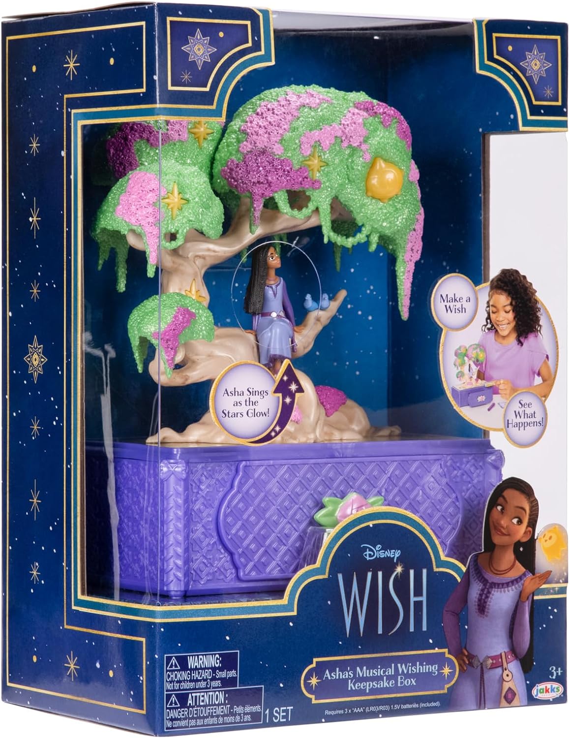Disney's Wish Musical Wishing Tree Jewellery Box with Featured Iconic Song from Movie. Includes Accessories In Drawer For Added Play. Perfect for Girls Aged 3+, Purple