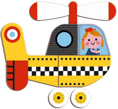 Janod - Magneti'Book of Racing Cars - Magnetic Educational Game, 50 Pieces - Fine Motor Skills and Imagination Learning - From 3 Years, J02715
