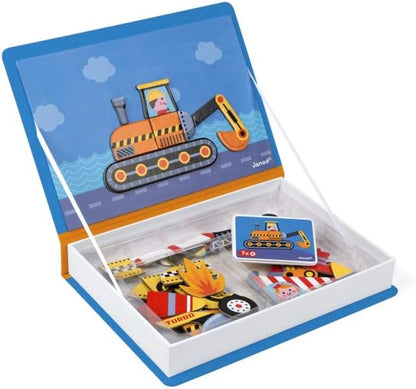 Janod - Magneti'Book of Racing Cars - Magnetic Educational Game, 50 Pieces - Fine Motor Skills and Imagination Learning - From 3 Years, J02715