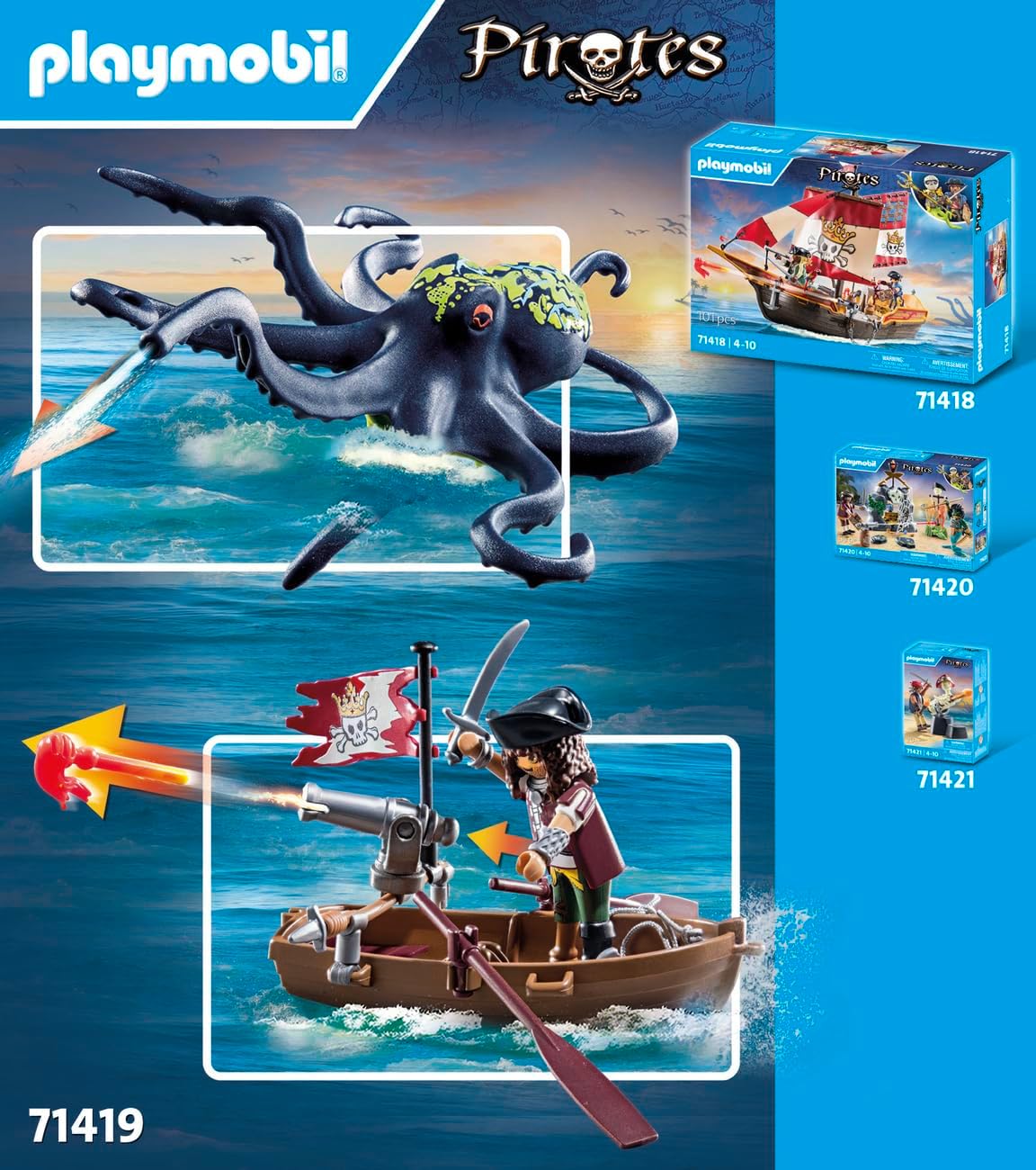 PLAYMOBIL | Pirates | Kampf gegen den Riesenoktopus | Spielzeug für Kinder ab 4 Jahren | 71419