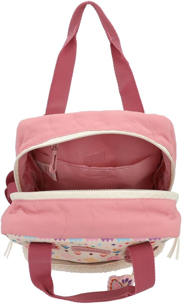 Depesche 12586 TOPModel Cosy Plush Backpack with Colourful Heart Pendant, Stitched Details and Pouch with Zip
