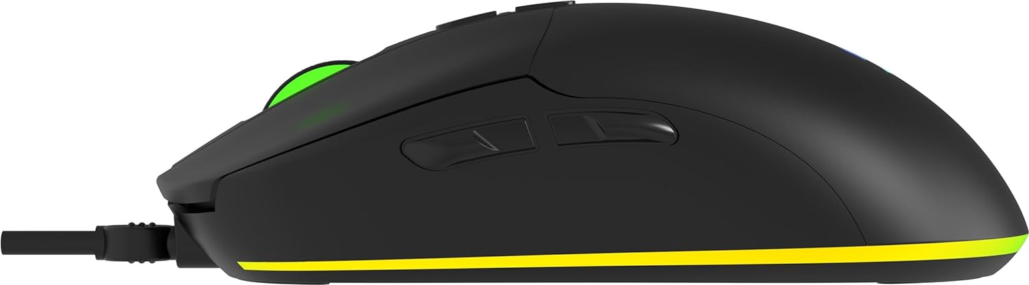 Speedlink TAUROX Gaming Mouse - Gaming mouse with cable, multi-coloured LED lighting, USB connection, 5-button PC mouse wired, two DPI switches up to 7,200 dpi, sheathed cable, black