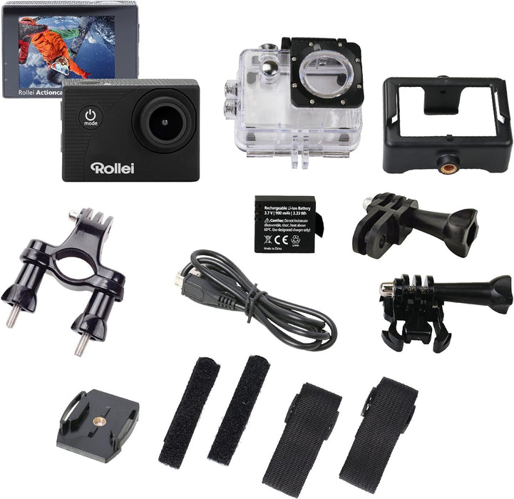 Rollei Actioncam 372 - Action Camcorder with Full HD Video Resolution 1080p/30 fps, Wide-angle lens, waterproof up to 30 m, incl. underwater protective case
