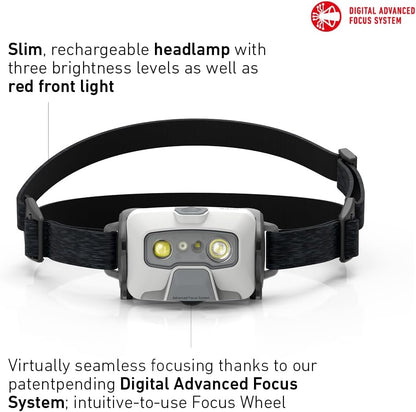 Ledlenser HF6R Core Rechargeable Head Torch LED 800lm, Up to 60hrs Runtime, 5 Modes, Adjustable Focus, Red Light Mode, USB C, IP68 Waterproof, Headlamp for Hiking, Camping, Essential Outdoor Headlamp