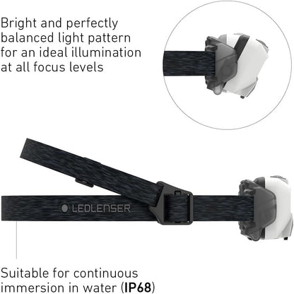 Ledlenser HF6R Core Rechargeable Head Torch LED 800lm, Up to 60hrs Runtime, 5 Modes, Adjustable Focus, Red Light Mode, USB C, IP68 Waterproof, Headlamp for Hiking, Camping, Essential Outdoor Headlamp