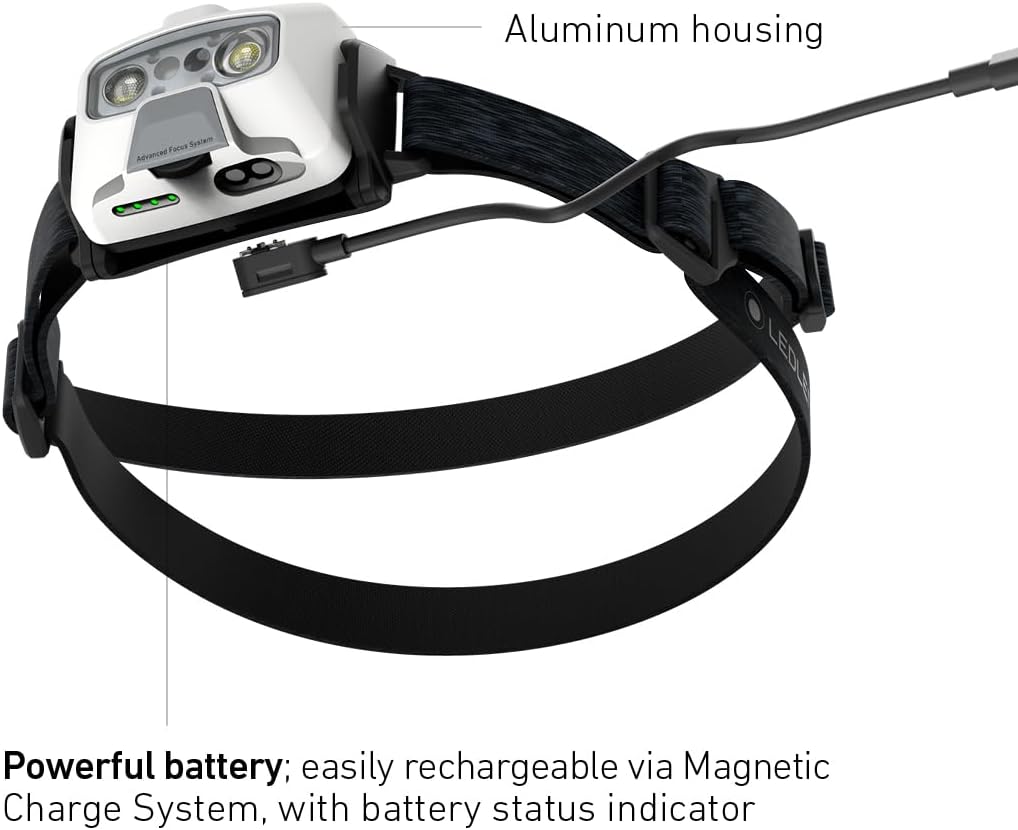 Ledlenser HF6R Core Rechargeable Head Torch LED 800lm, Up to 60hrs Runtime, 5 Modes, Adjustable Focus, Red Light Mode, USB C, IP68 Waterproof, Headlamp for Hiking, Camping, Essential Outdoor Headlamp