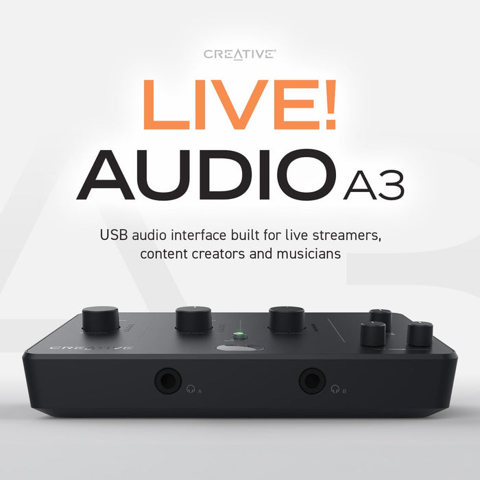 CREATIVE Live! Audio A3 USB Audio Interface with High Resolution Recording and Playback up to 24 Bit 96 kHz with Latency-Free Direct Monitoring