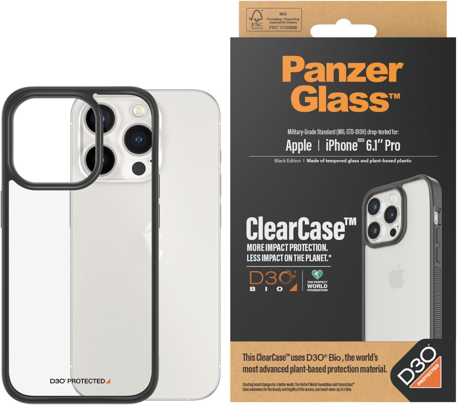 PanzerGlass ClearCase with D3O iPhone 15 Pro