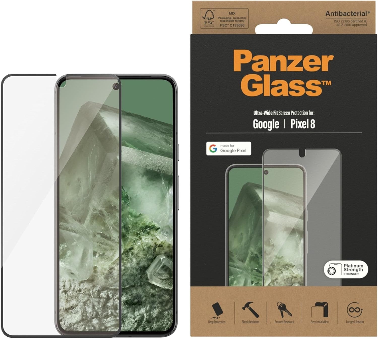 Panzerglass - Screen Protector Google Pixel 8 - Ultra-Wide Fit