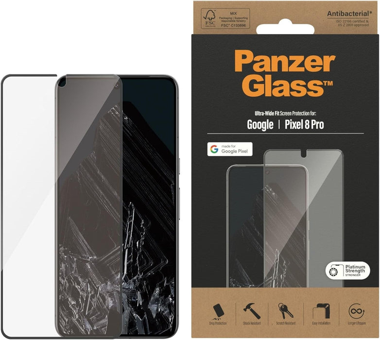 Panzerglass ® Screen Protector Google Pixel 8 Pro | Ultra-Wide Fit