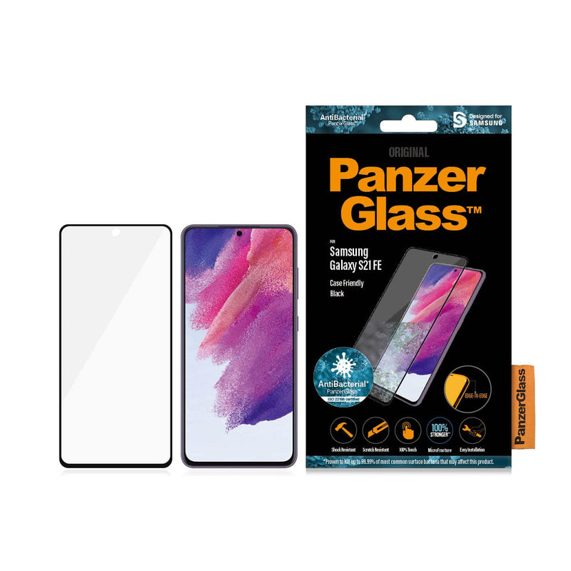 PanzerGlass™ screen protector for Samsung Galaxy S21 FE - scratch-resistant, tempered glas for Galaxy S21 FE - case friendly screen protector with full screen coverage